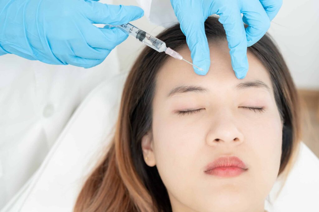 Cosmetic surgery, skin whitening injection, filler injection, Skin reface, beautiful Asian girls receive beauty treatments at beauty clinic, skincare, pore rejuvenation, wrinkle, baby face