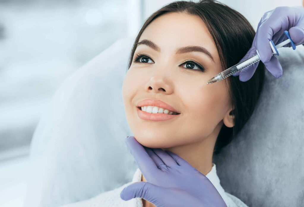 Korean woman getting rejuvenation injection for fresh skin. Staying young and beautiful with injections