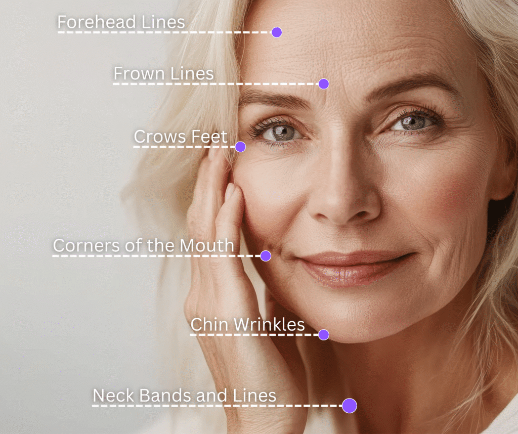 woman botox areas